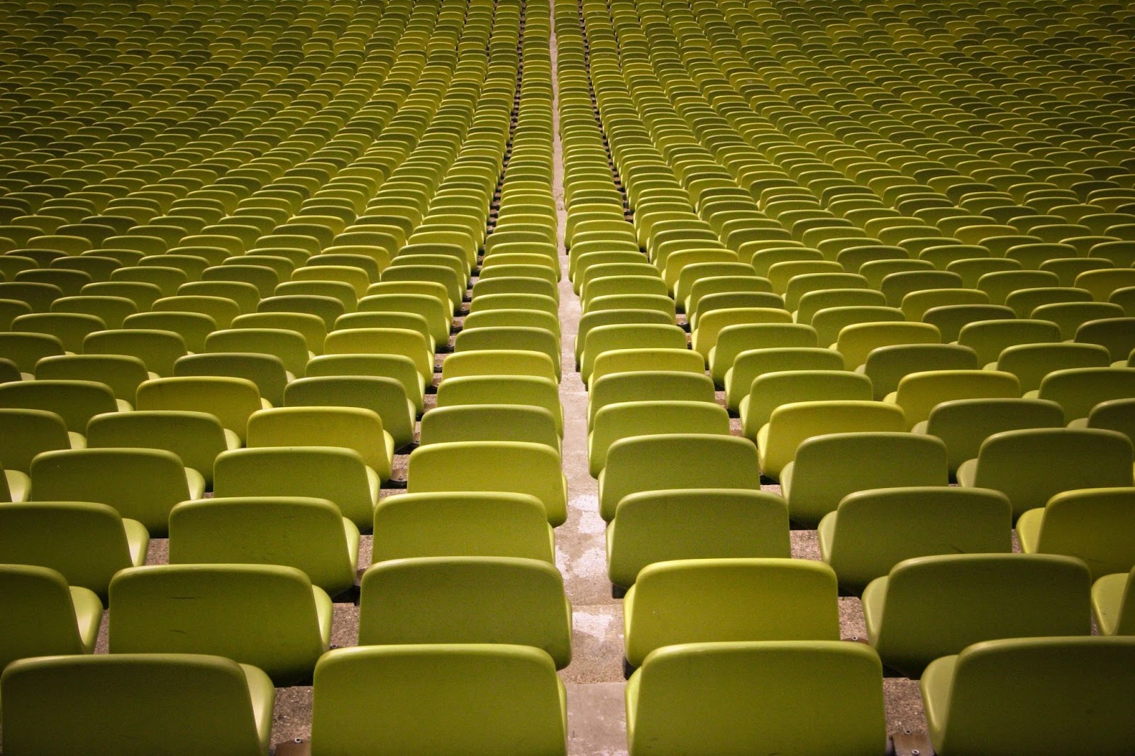 Rows of chairs in an auditorium or stadium 