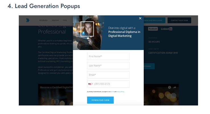 business lessons - lead generation popups
