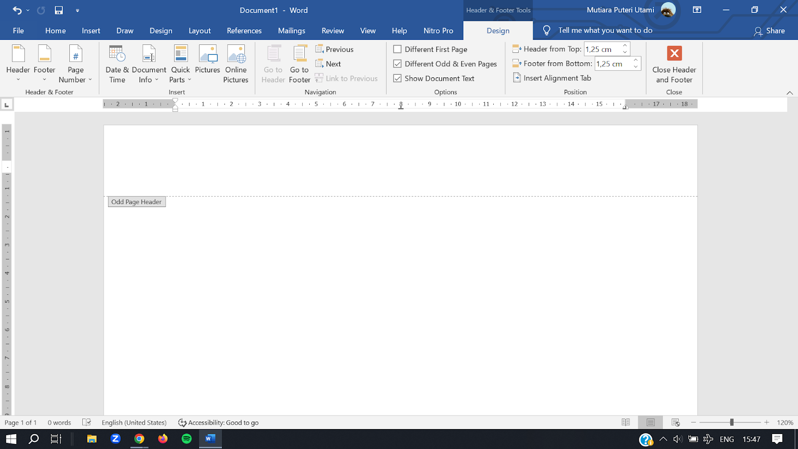 Cara menambahkan nomor halaman pada Footer dan Header berbeda di Word