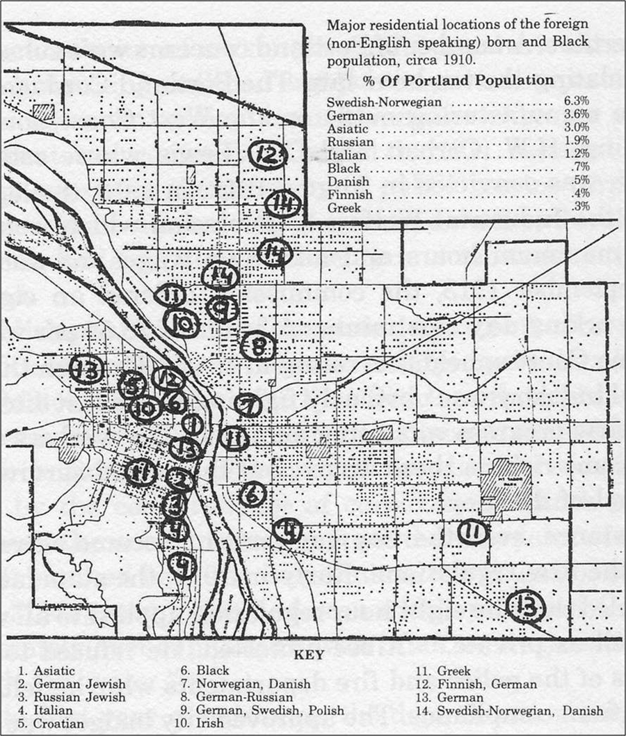 Ethnic map of Portland circa 1910