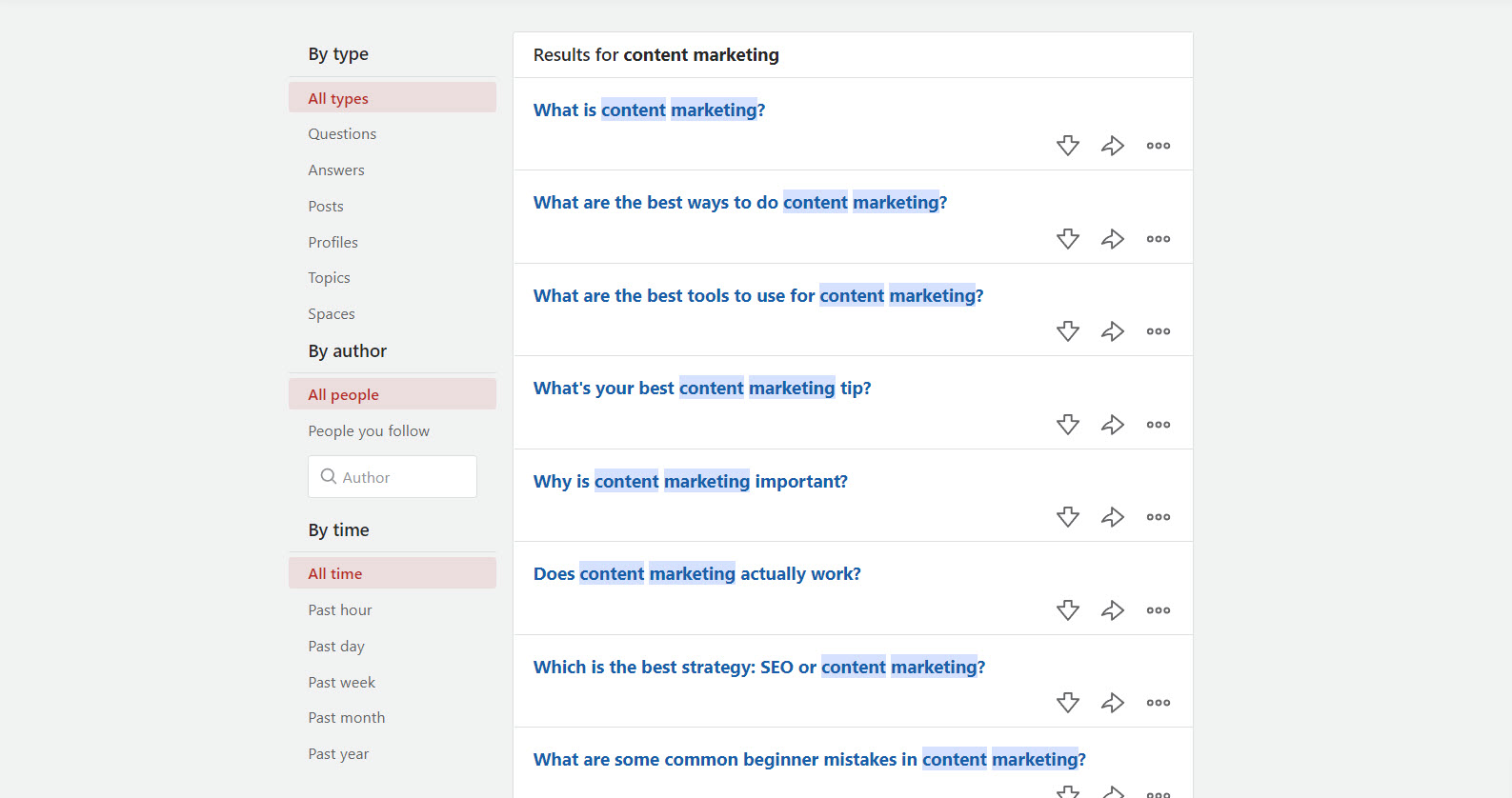 quora search results for "content marketing"