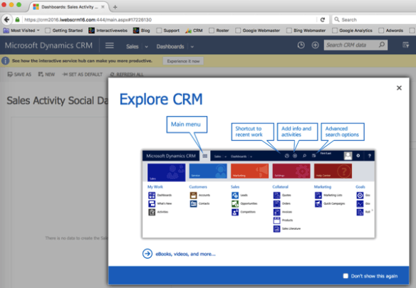 CRM 2016 Login Default Page