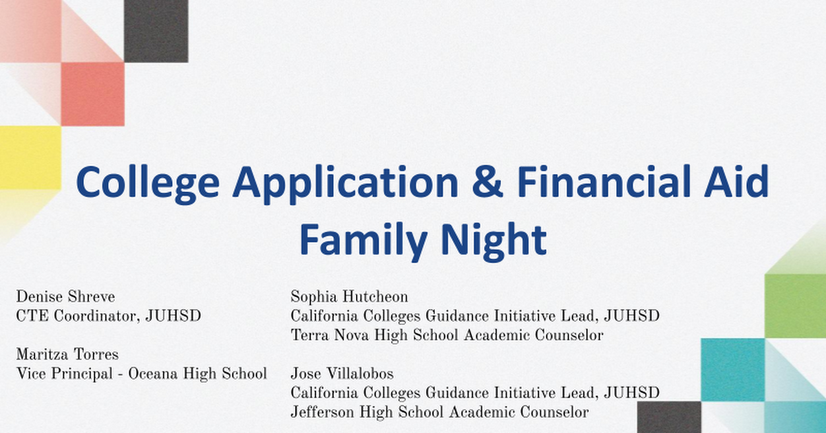 2021 College & Financial Aid Information Night