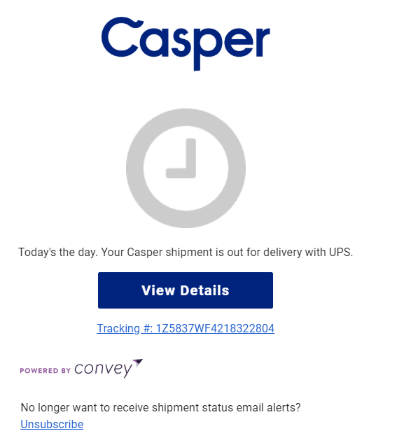 Casper shipping update email