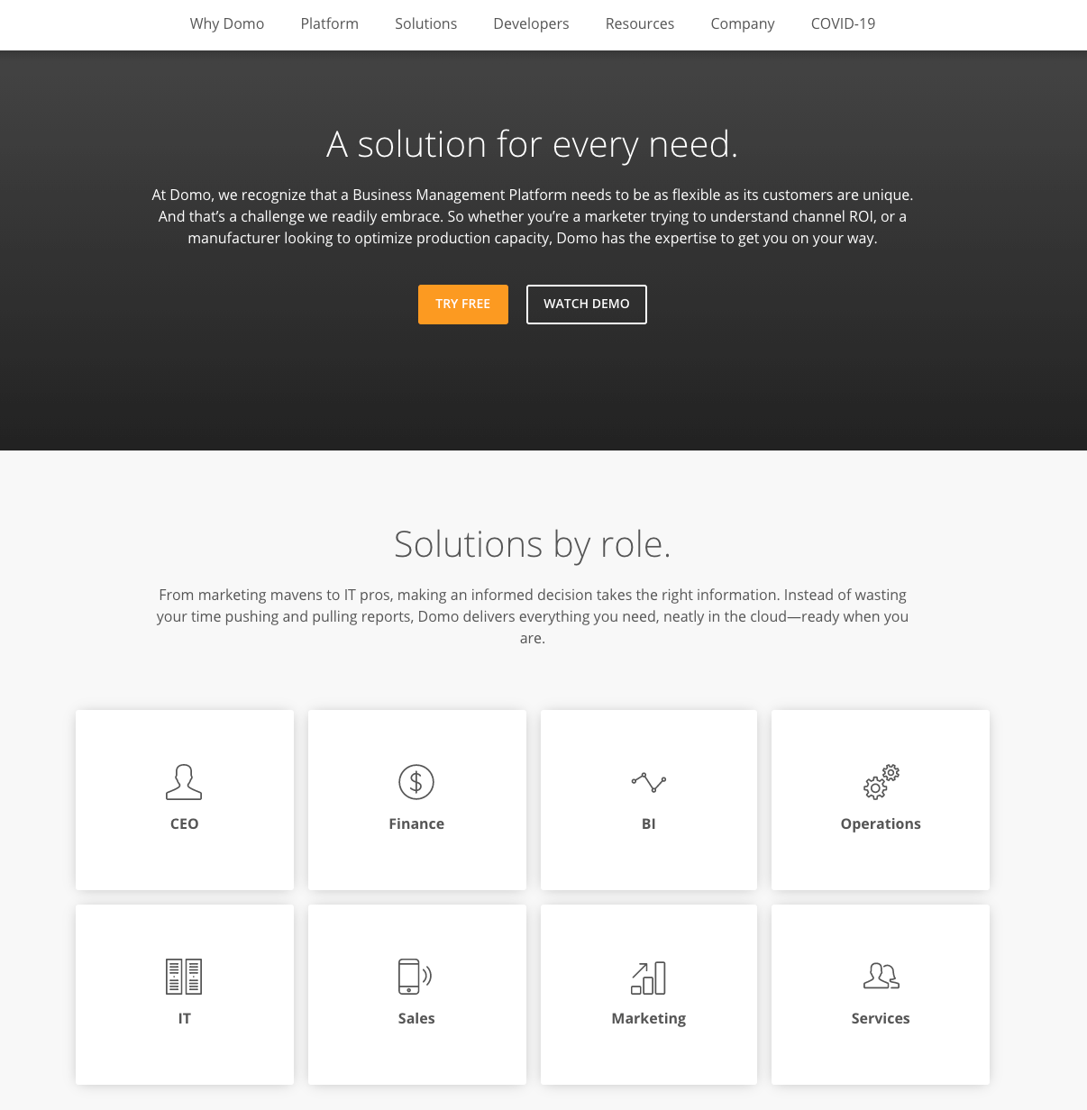 Domo service page example