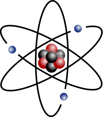 Fichier: atome stylisé avec trois orbites de modèle de Bohr et noyau stylisé.svg
